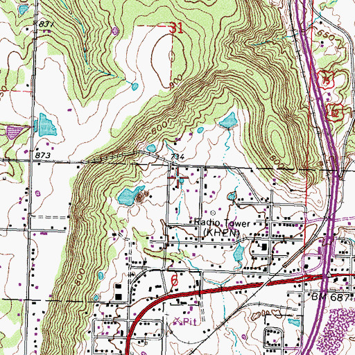 Topographic Map of Oknoname 111081 Reservoir, OK