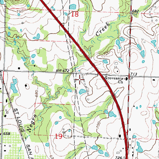 Topographic Map of Oknoname 111082 Reservoir, OK