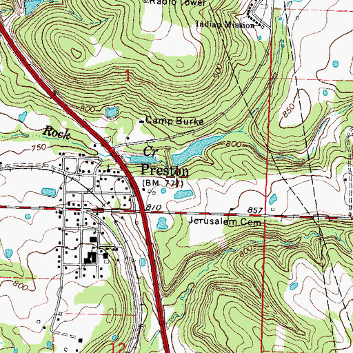 Topographic Map of Oknoname 111085 Dam, OK