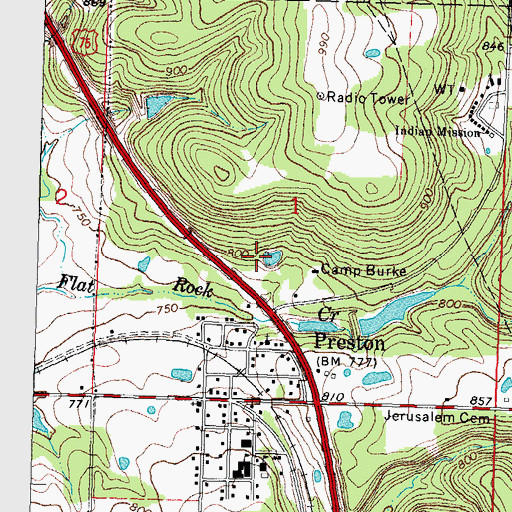 Topographic Map of Oknoname 111086 Dam, OK