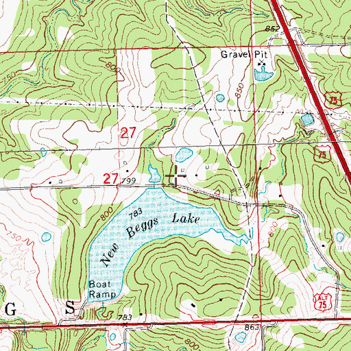 Topographic Map of Oknoname 111087 Dam, OK