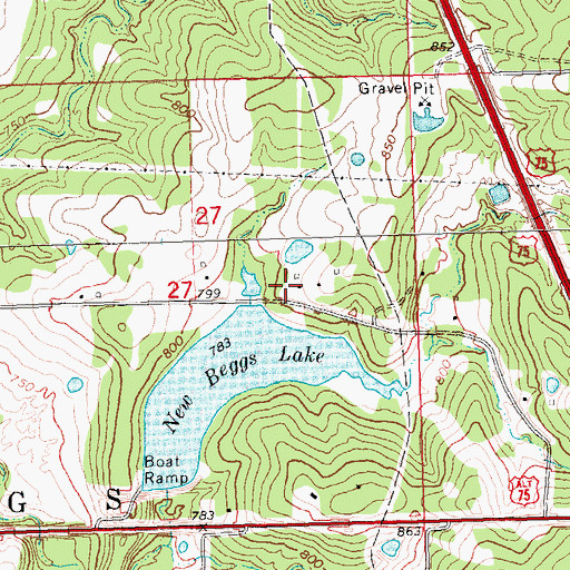 Topographic Map of Oknoname 111087 Reservoir, OK