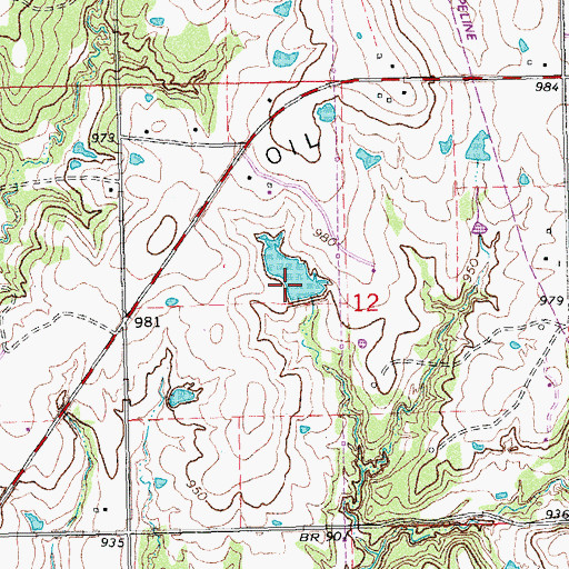 Topographic Map of Oknoname 133002 Dam, OK
