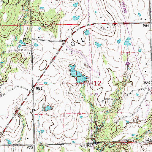 Topographic Map of Oknoname 133002 Reservoir, OK