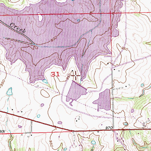 Topographic Map of Oknoname 133005 Dam, OK
