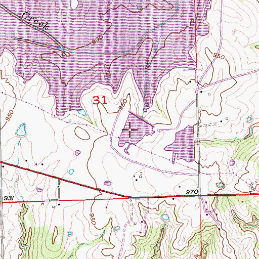 Topographic Map of Oknoname 133005 Reservoir, OK