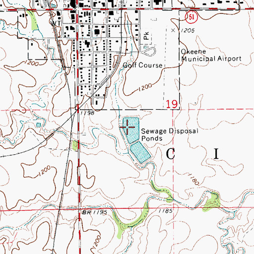 Topographic Map of Okeene Sewage Disposal Pond North, OK