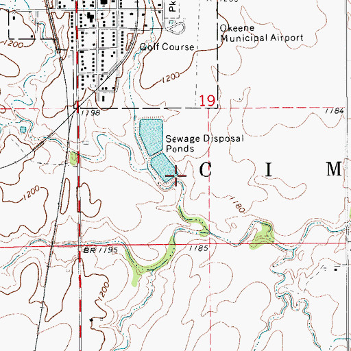Topographic Map of Okeene Sewage Disposal Pond South Dam, OK
