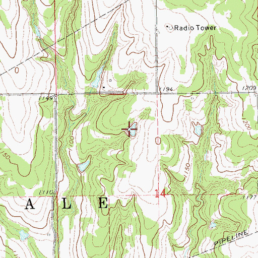 Topographic Map of Oknoname 083003 Reservoir, OK