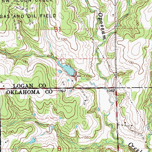 Topographic Map of Oknoname 083005 Dam, OK