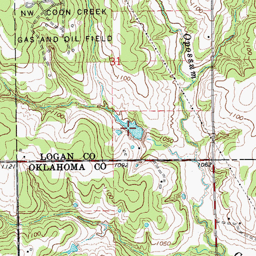 Topographic Map of Oknoname 083005 Reservoir, OK