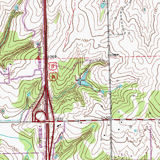 Topographic Map of Oknoname 083012 Reservoir, OK