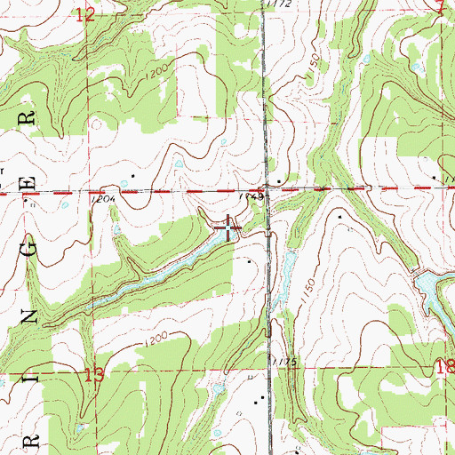 Topographic Map of Oknoname 083013 Dam, OK