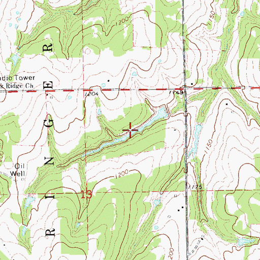 Topographic Map of Oknoname 083013 Reservoir, OK