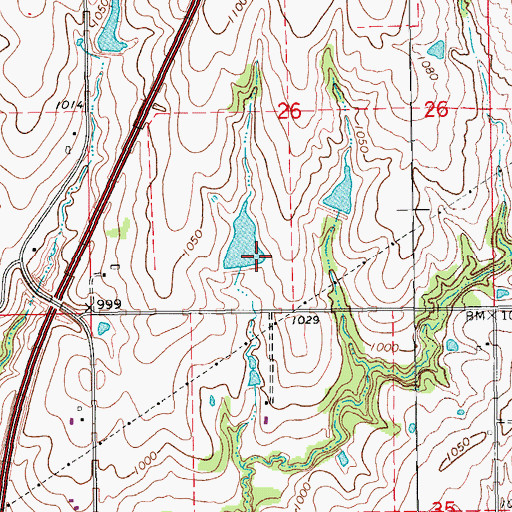 Topographic Map of Oknoname 083019 Dam, OK