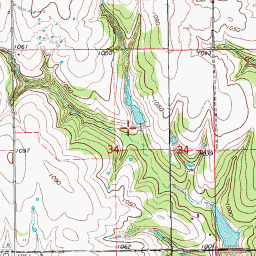 Topographic Map of Oknoname 083032 Dam, OK