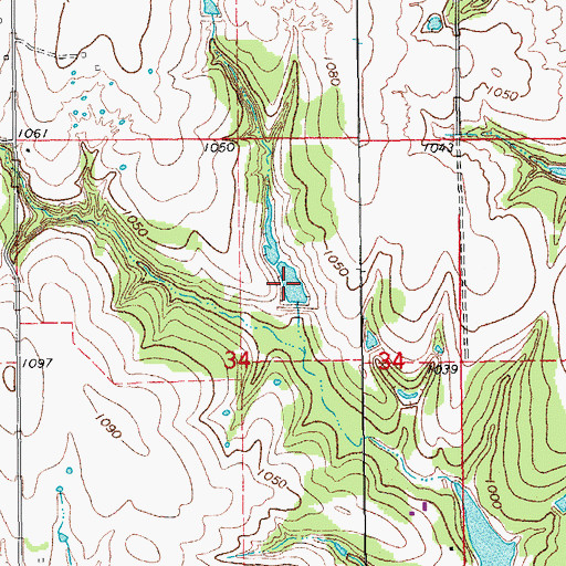 Topographic Map of Oknoname 083032 Reservoir, OK
