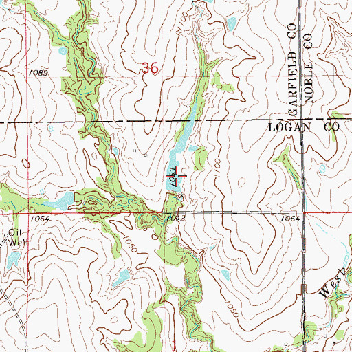 Topographic Map of Oknoname 083041 Reservoir, OK