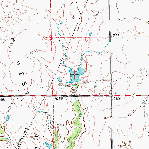Topographic Map of Oknoname 083042 Reservoir, OK