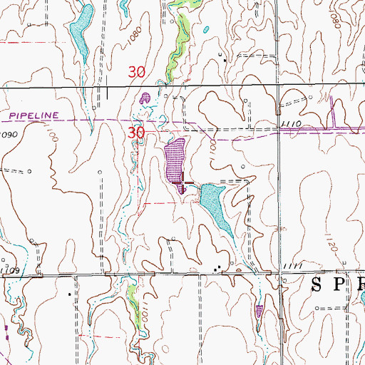 Topographic Map of Oknoname 083044 Dam, OK