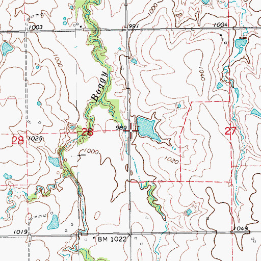 Topographic Map of Oknoname 083050 Dam, OK