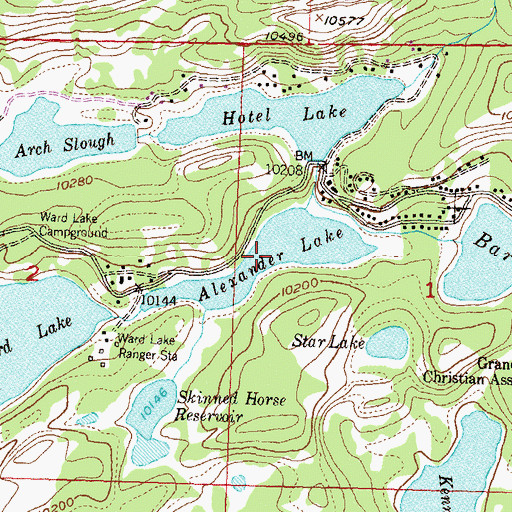 Topographic Map of Alexander Lake, CO