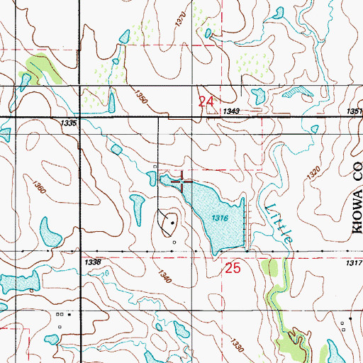 Topographic Map of Oknoname 075013 Dam, OK