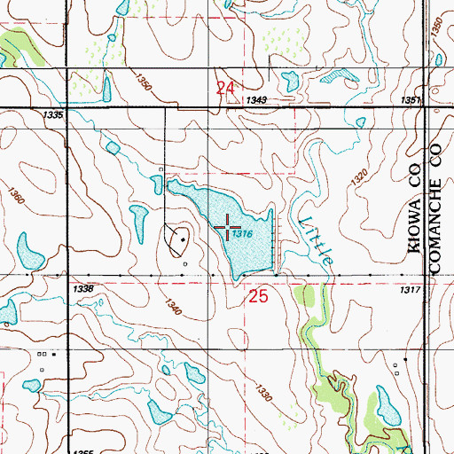 Topographic Map of Oknoname 075013 Reservoir, OK