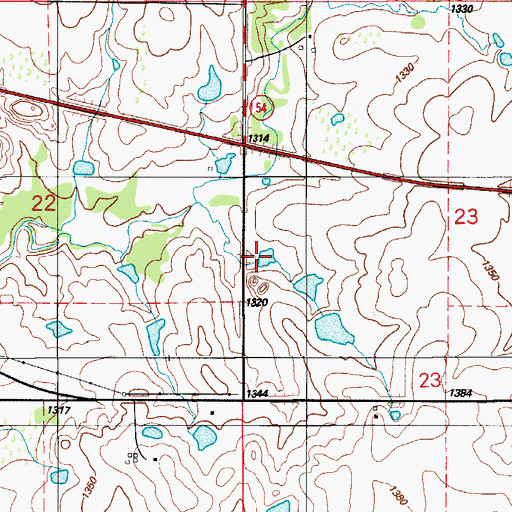 Topographic Map of Oknoname 075014 Reservoir, OK