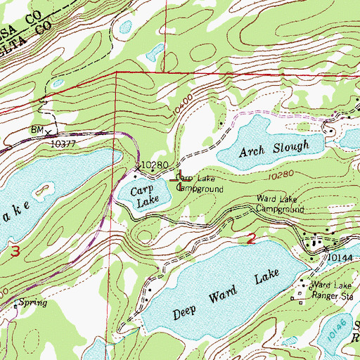 Topographic Map of Carp Lake Campground, CO