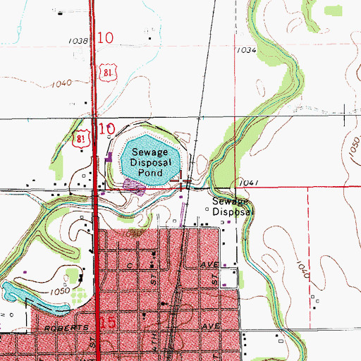 Topographic Map of Kingfisher Sewage Disposal Dam, OK