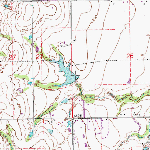 Topographic Map of Oknoname 087002 Dam, OK