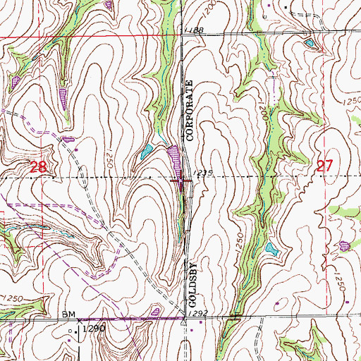 Topographic Map of Oknoname 087003 Dam, OK