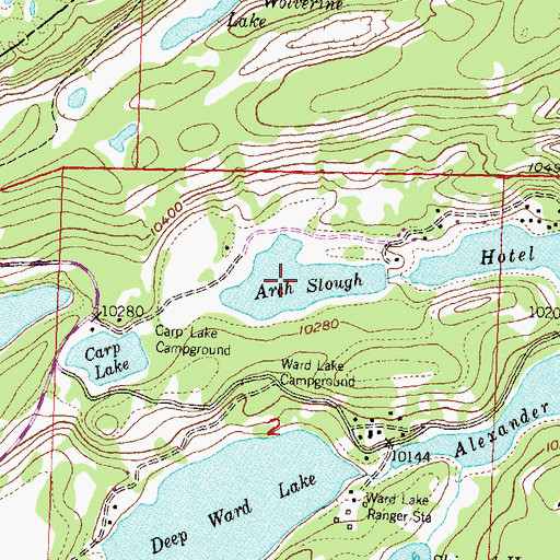 Topographic Map of Arch Slough, CO