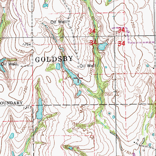 Topographic Map of Oknoname 087004 Dam, OK