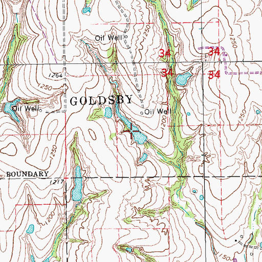 Topographic Map of Oknoname 087004 Reservoir, OK