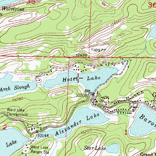 Topographic Map of Hotel Lake, CO