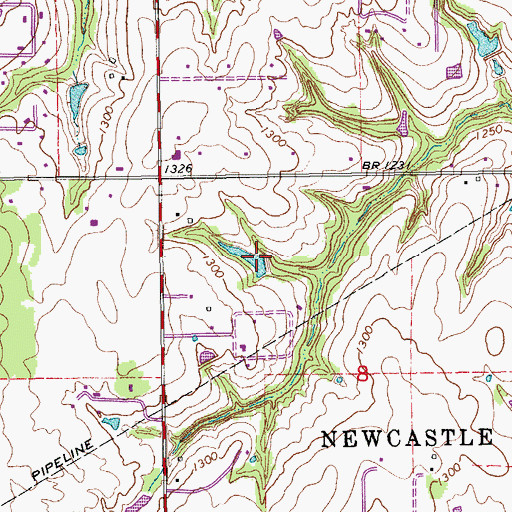 Topographic Map of Oknoname 087012 Dam, OK