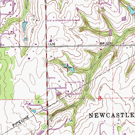 Topographic Map of Oknoname 087012 Reservoir, OK