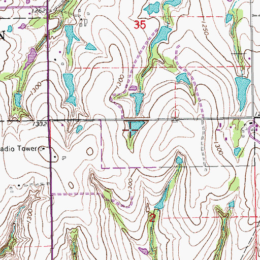Topographic Map of Oknoname 087018 Reservoir, OK