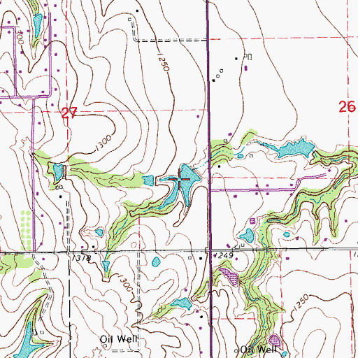 Topographic Map of Oknoname 087019 Reservoir, OK