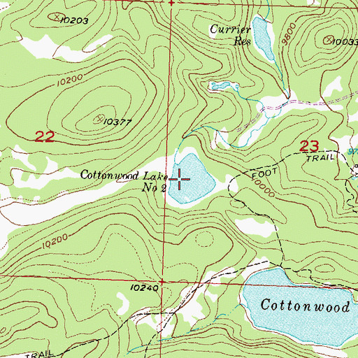 Topographic Map of Cottonwood Lake Number Two, CO