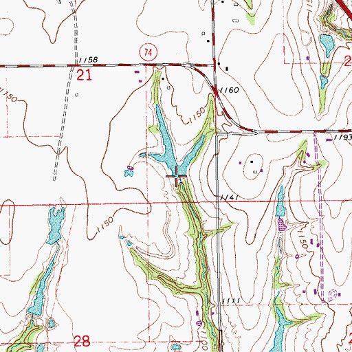 Topographic Map of Oknoname 087027 Dam, OK