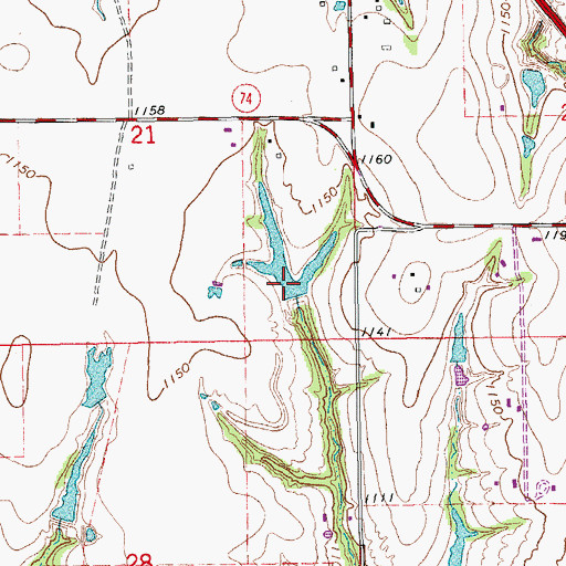 Topographic Map of Oknoname 087027 Reservoir, OK