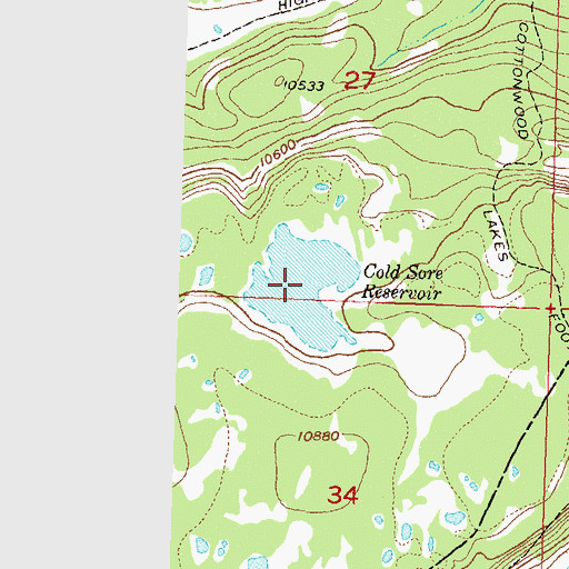 Topographic Map of Cold Sore Reservoir, CO