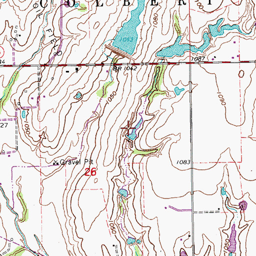 Topographic Map of Oknoname 087031 Reservoir, OK
