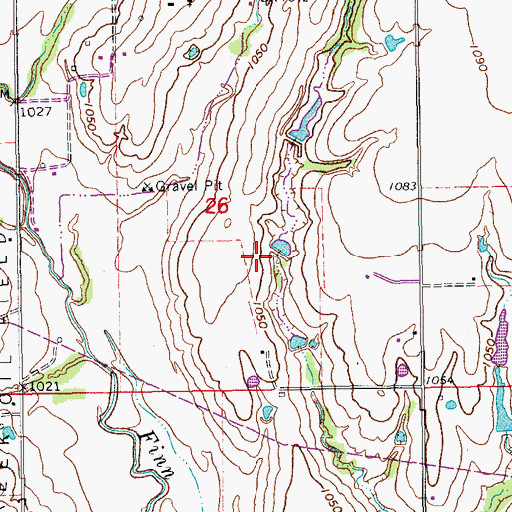 Topographic Map of Oknoname 087032 Reservoir, OK