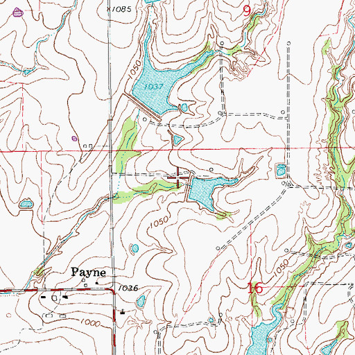 Topographic Map of Oknoname 087043 Dam, OK