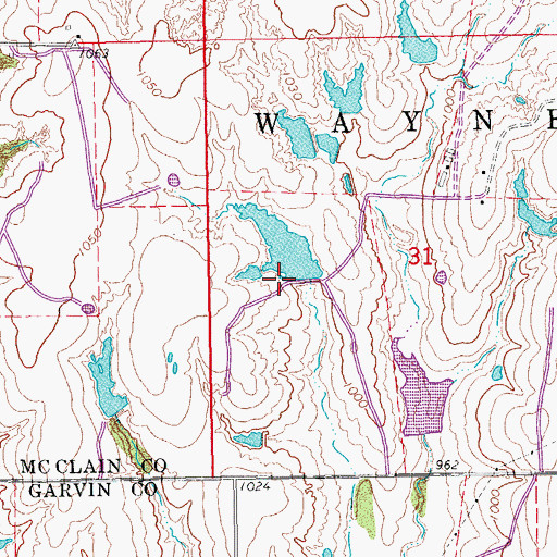 Topographic Map of Oknoname 087045 Dam, OK