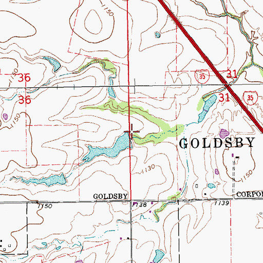 Topographic Map of Oknoname 087048 Dam, OK